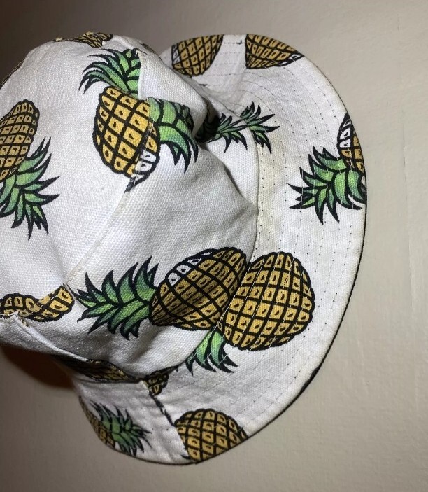 Reversible Tropical Pineapple Bucket Hat White and Black