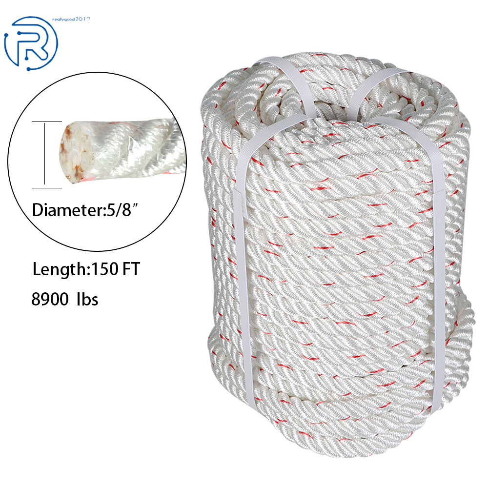 5/8"x150' Arborist Bull Rope Durable Pulling Rigging Rope Nylon Polyester Blend