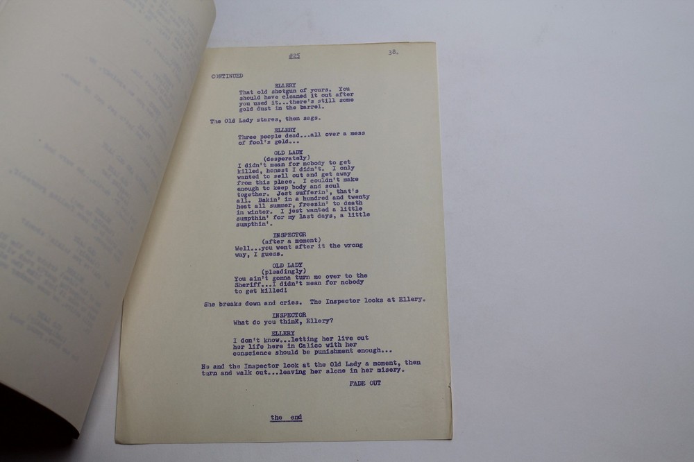 ELLERY QUEEN / Arthur E. Orloff Unproduced Episode 1954 TV Series Script