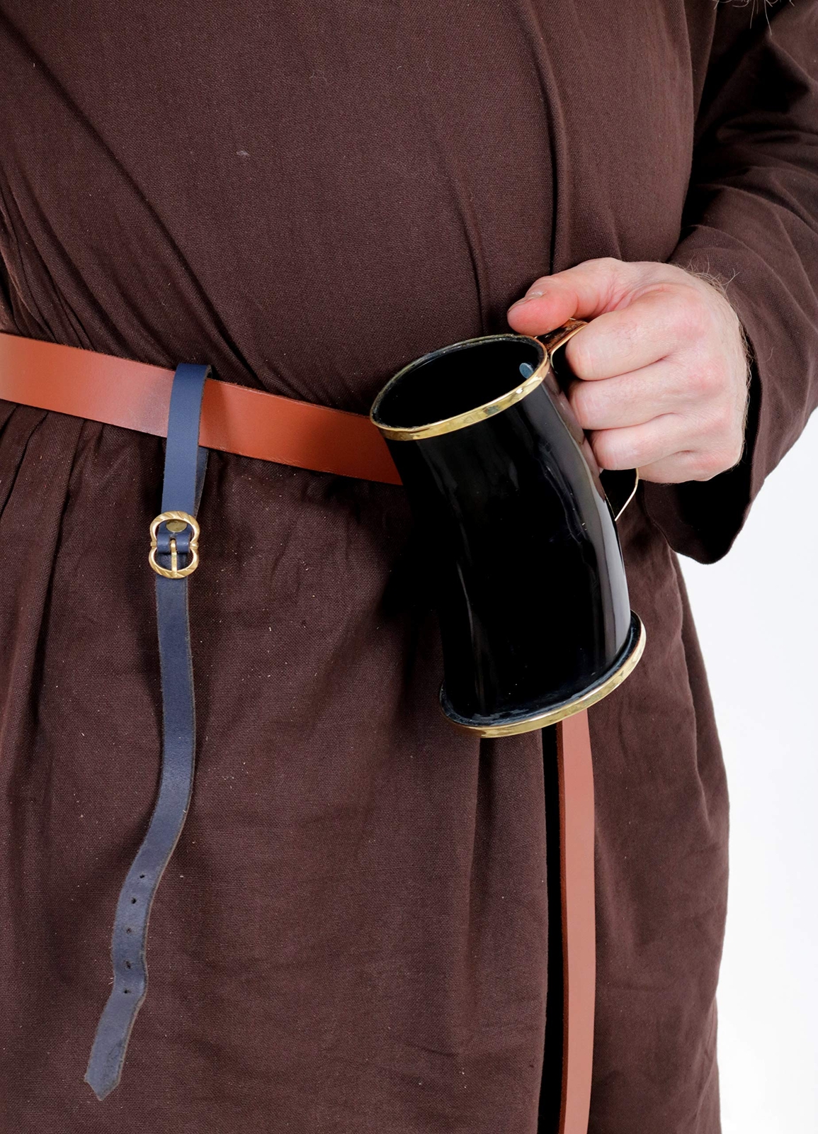Leather Horn Holder Viking Tankard Mug Strap Renaissance Fair Costume Blue