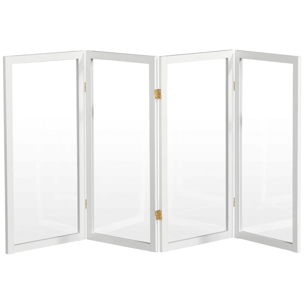 3 ft. Short Clear Plastic Partition White 4 Panel