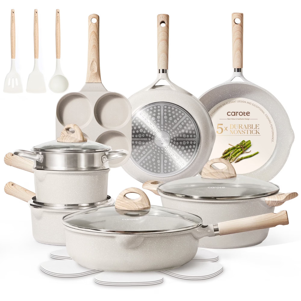 21pcs Pots and Pans Set Non Stick, Cookware Set Induction Ready, Kitchen Cooking