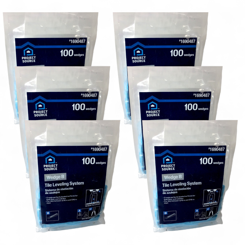 6-PACK Project Source Wedge B Tile Leveling System Clips 1690487 100pc x6 = 600