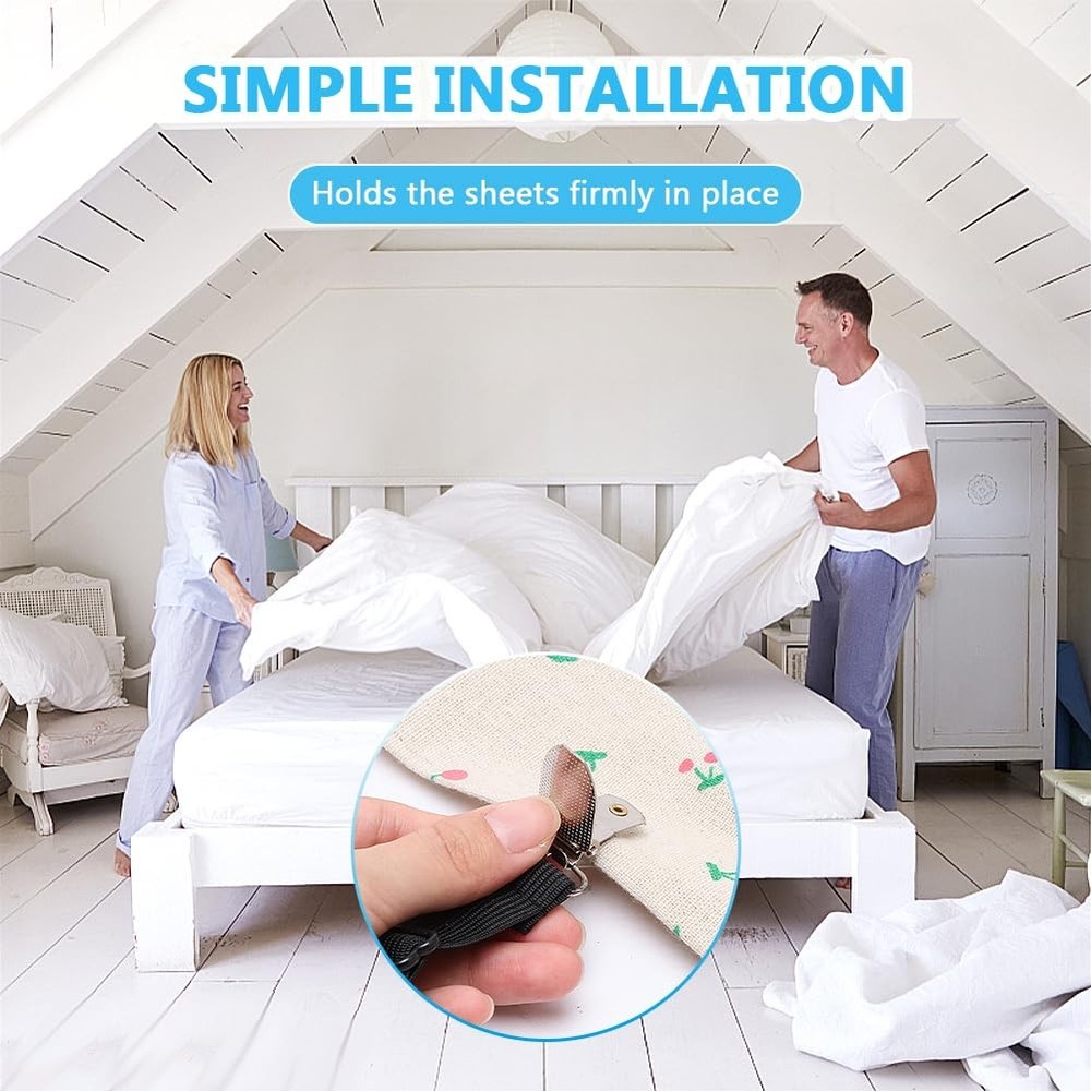 Bed Sheet Fasteners Adjustable Elastic Sheet Holder Clips Set