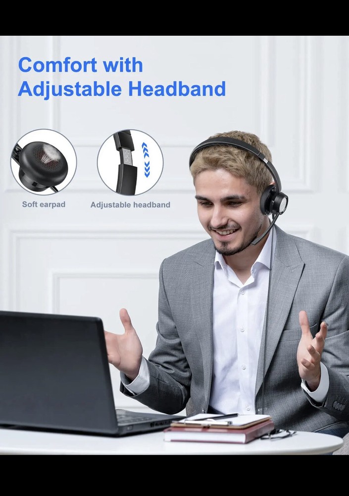 New Bee USB Headset with Microphone for PC Computer Headset, Single Ear Headset
