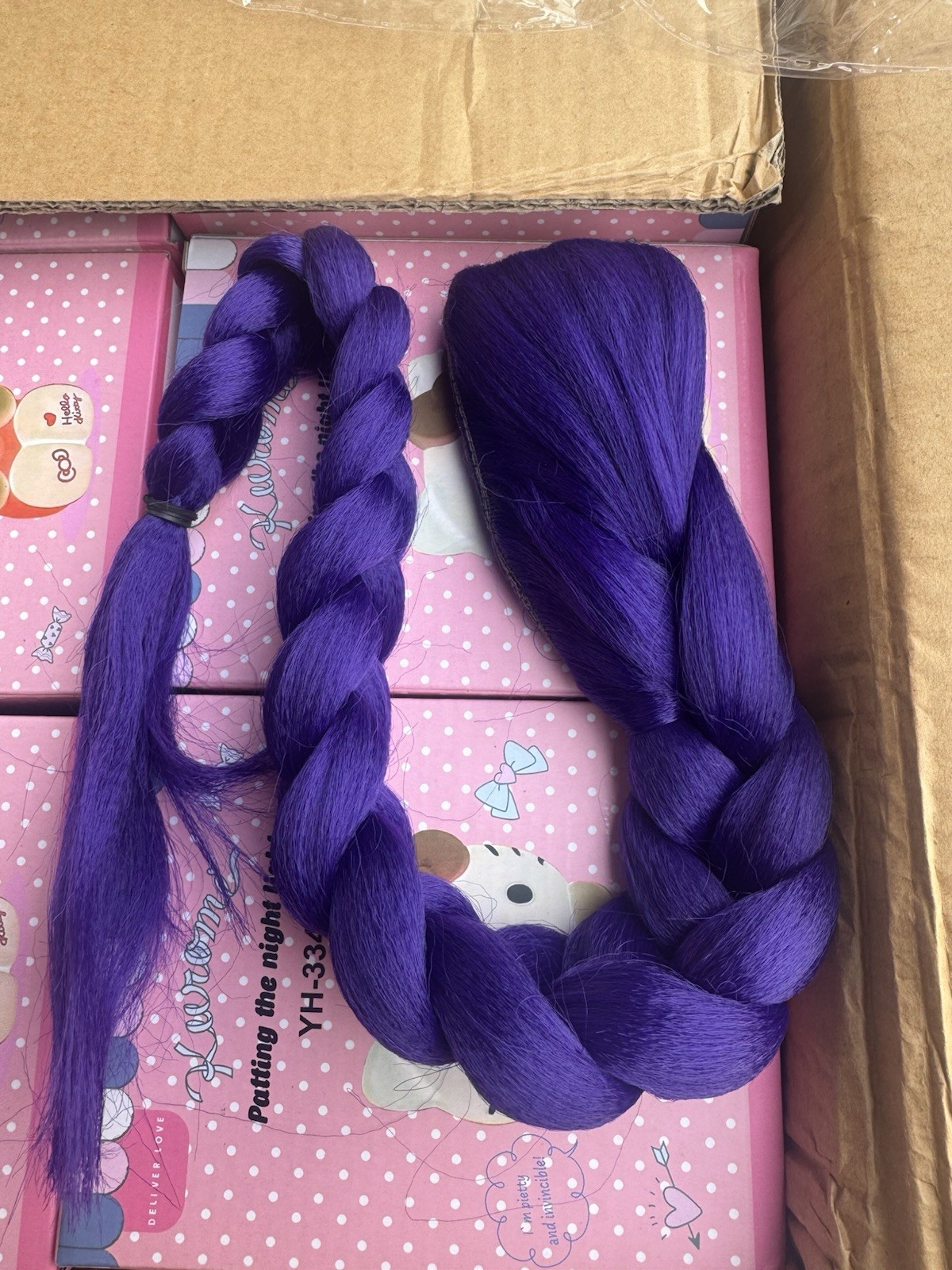 Kpop Purple Braided Hair Extension w Clip-In Attachment