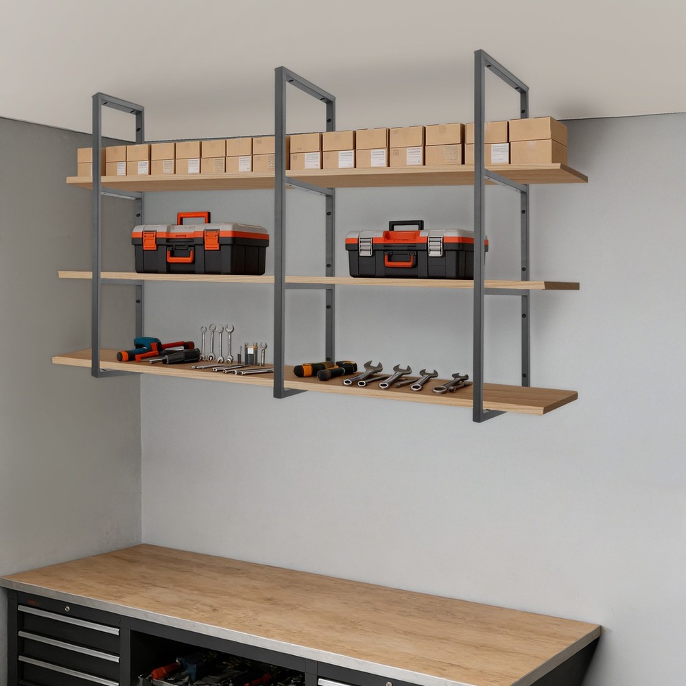 3PCS Rectangular Shelf Bracket Wall/Floor/Ceiling Mount Storage Shelving Bracket