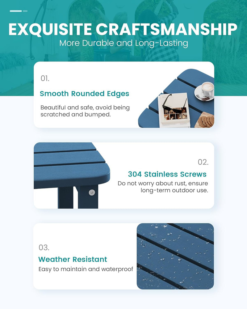 Adirondack Table Outdoor Side Table- Blue