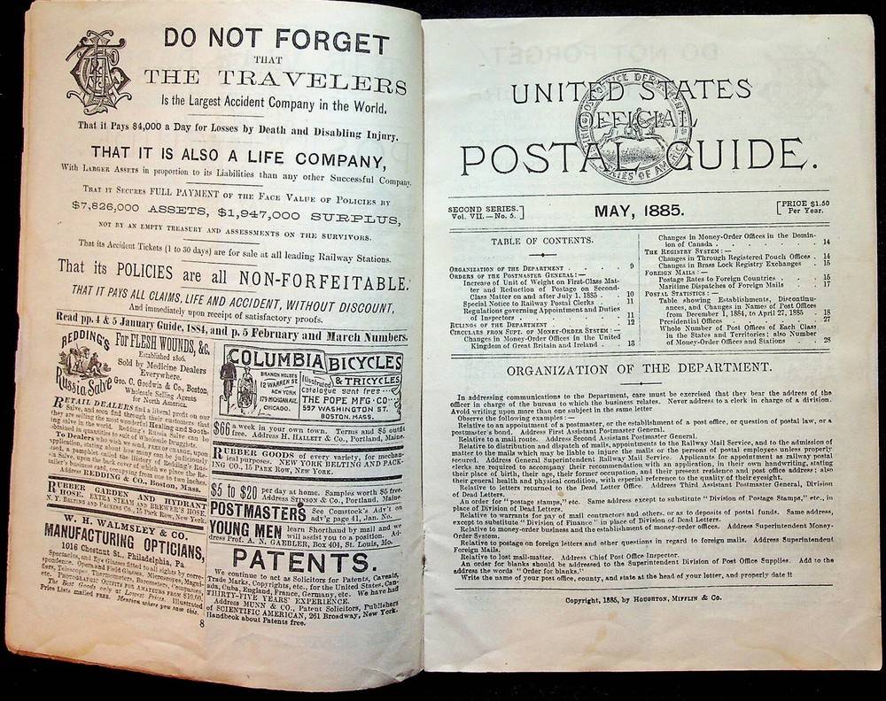 United States Official Postal Guide May 1885 Cool Ads Postmaster General