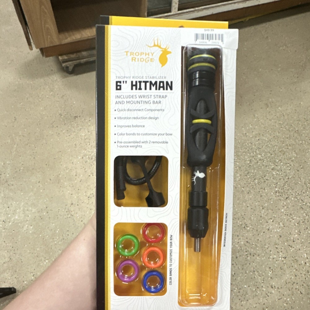 Trophy Ridge 6" Hitman Stabilizer for Compound Bow with Strap and Weights