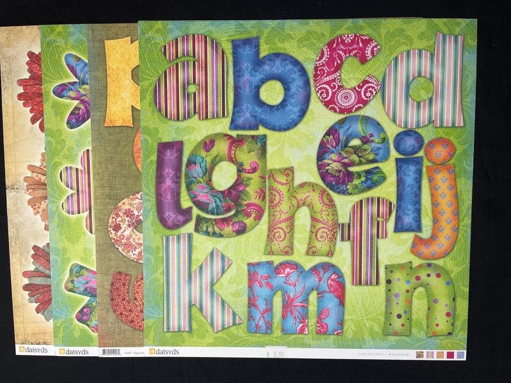 DAISY D'S ASSORTED 12 X 12 MONOGRAMS AND FLOWERS