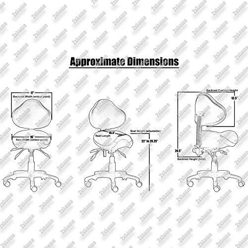 Ergonomic Adjustable Rolling Saddle Stool Chair with Back Support, Black