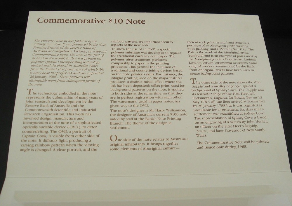 $10 Note 1988 Bicentenary First Polymer Commemoration - CONSECUTIVE Pair, AA 19.