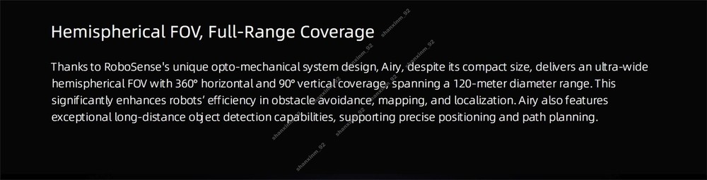 Airy LiDAR, 360° Hemispherical Digital LiDAR, Robot Sensor