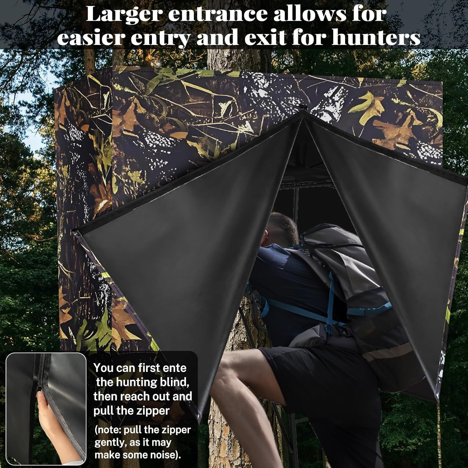 Hunting Tree Stand Blind Cover with Zipper and Pockets for Deer and Turkey