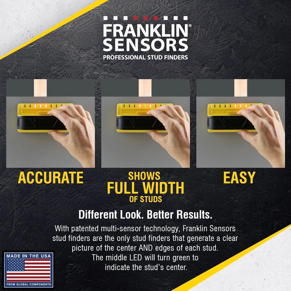 Franklin Prosensor M90 Stud Finder 9 Sensors Led Display Durable Accurate Tool