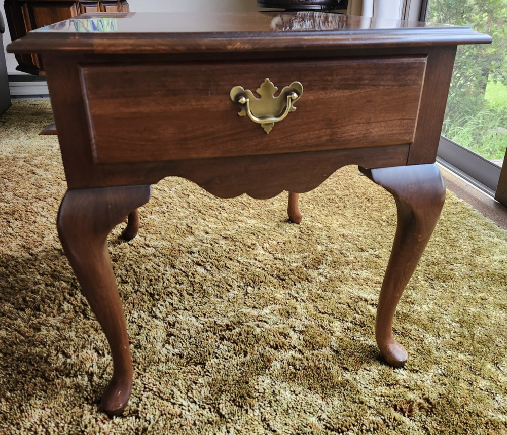 Jamestown Sterling Queen Anne side table with drawer
