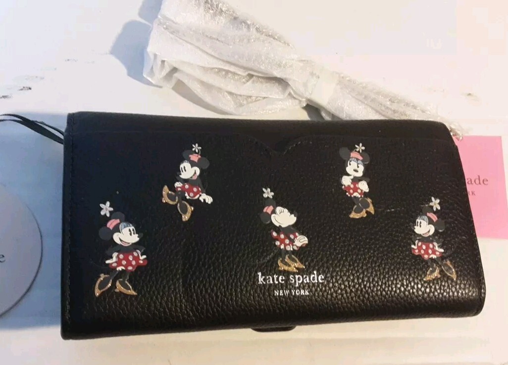 New with tag Kate Spade Disney Parks Minnie Mouse Leather Wallet Crossbody Bag