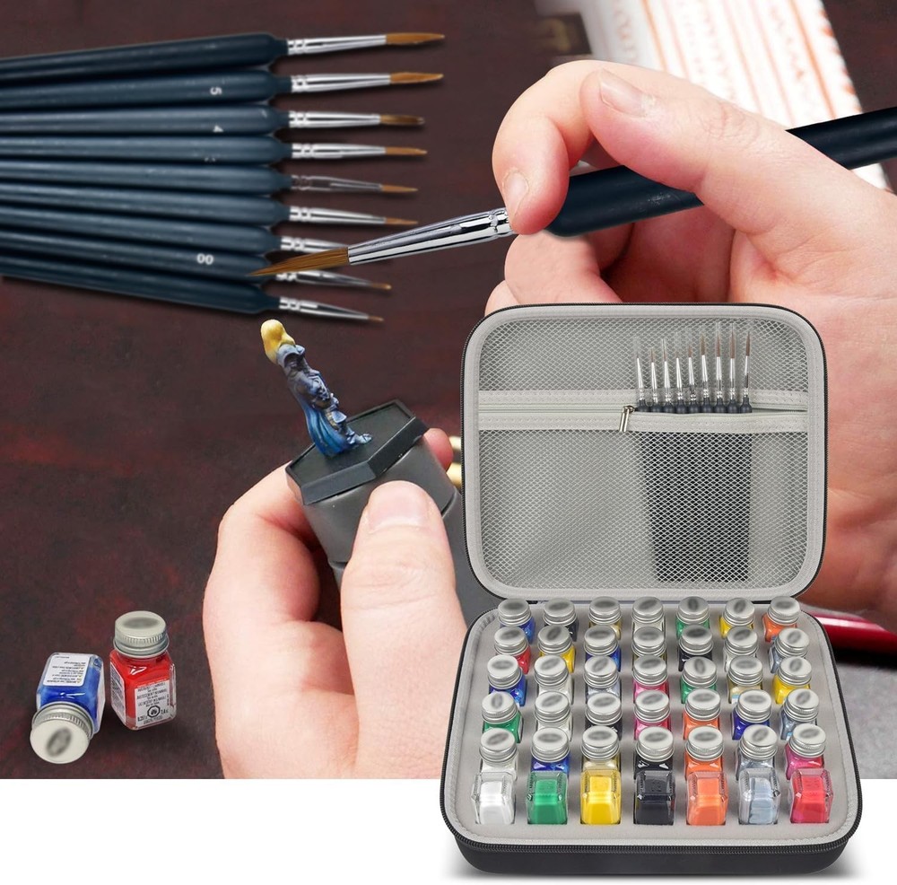 ALKOO Model Paint Storage Case Compatible with Testors Set, 42PCS Grey