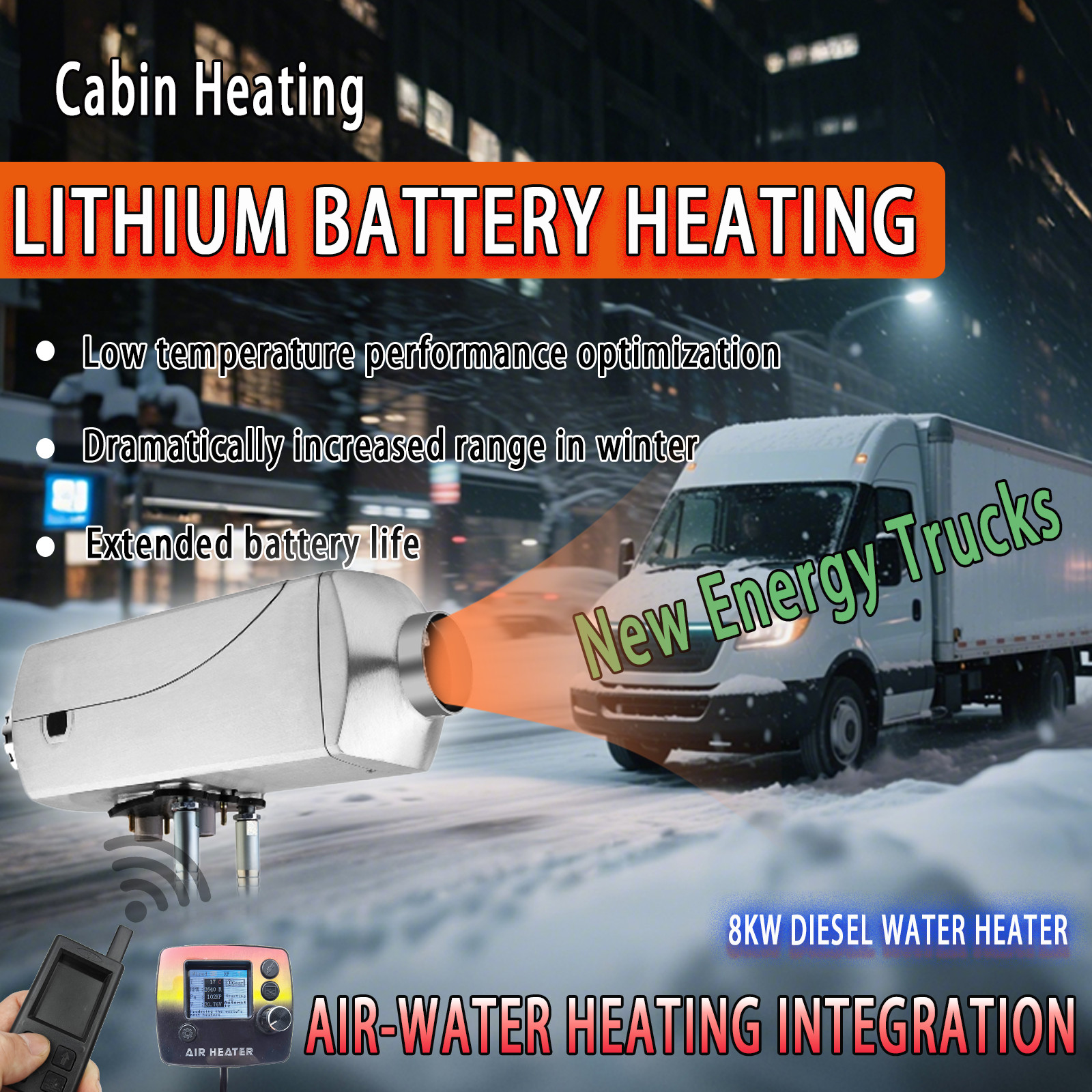 Diesel Heater 12V 8KW Air Water Heater with 2-way remote control LCD display