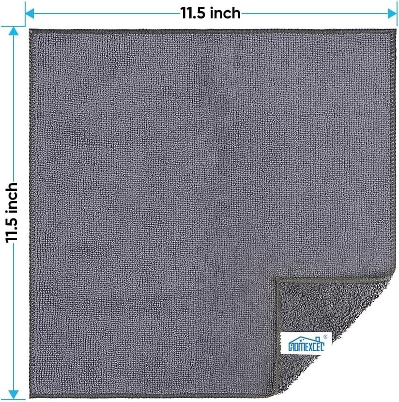 Versatile Grey Microfiber Cleaning Rags, 12 Pack - Perfect for Every Surface
