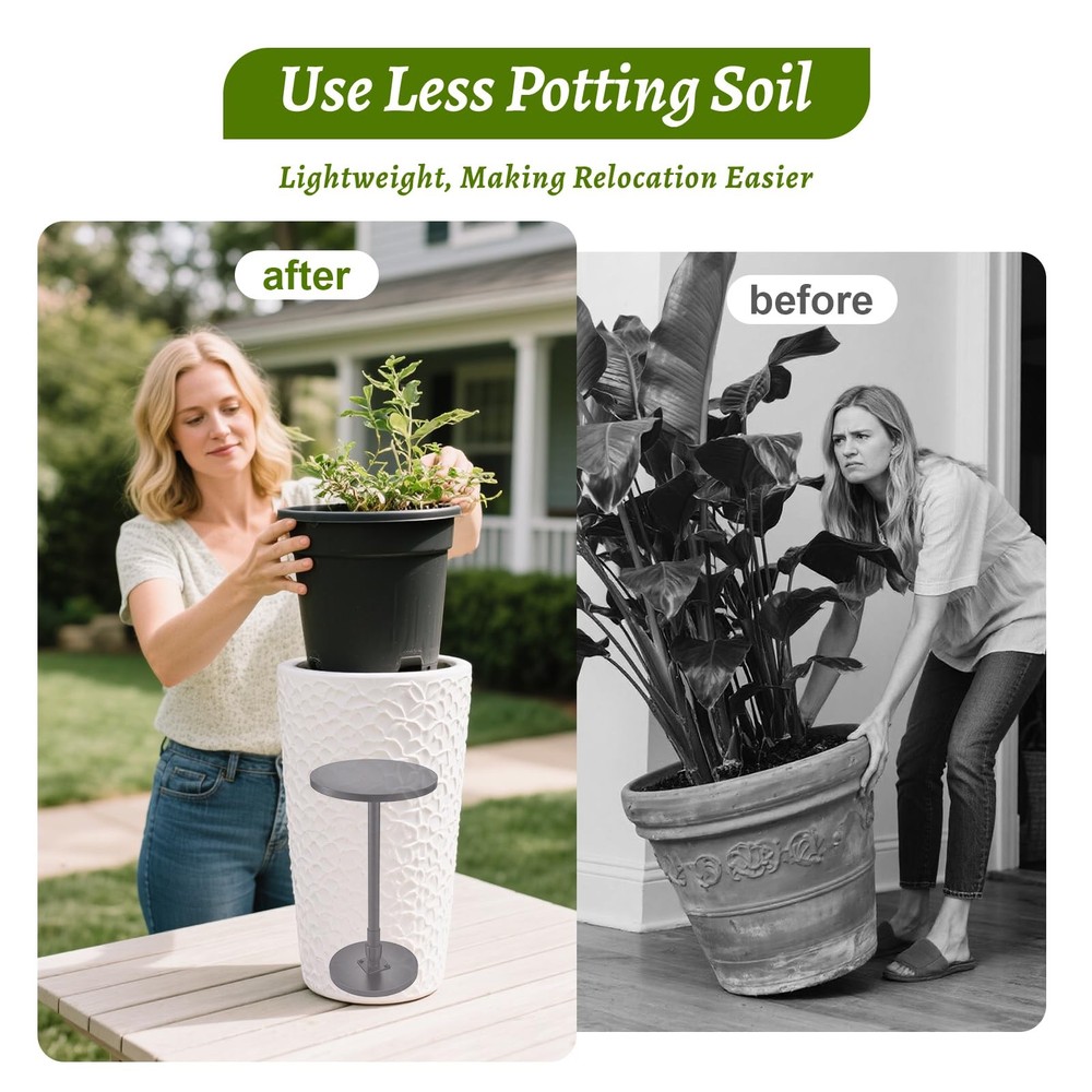 Decivems Adjustable Plant Riser (17.7-31.5") - Universal Pot Stand with 3 Bases