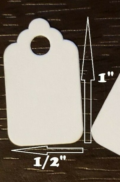 1000 Blank White Price Tags Size 1 Jewelry No String Unstrung Small 1/2" x 1"