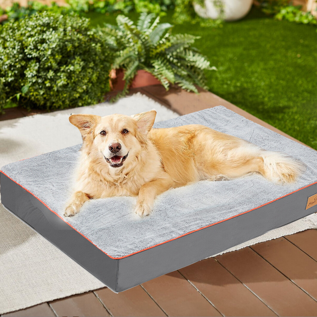 Thick Pillow Orthopedic Dog Bed Soft Foam Kennel Mattress Beautiful Stone Gray