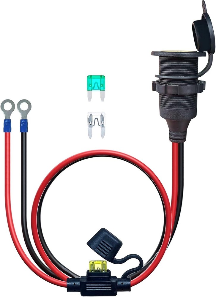 Durable 3FT Fixed Thread 12V Socket Extension with Built-in Safety Fuse