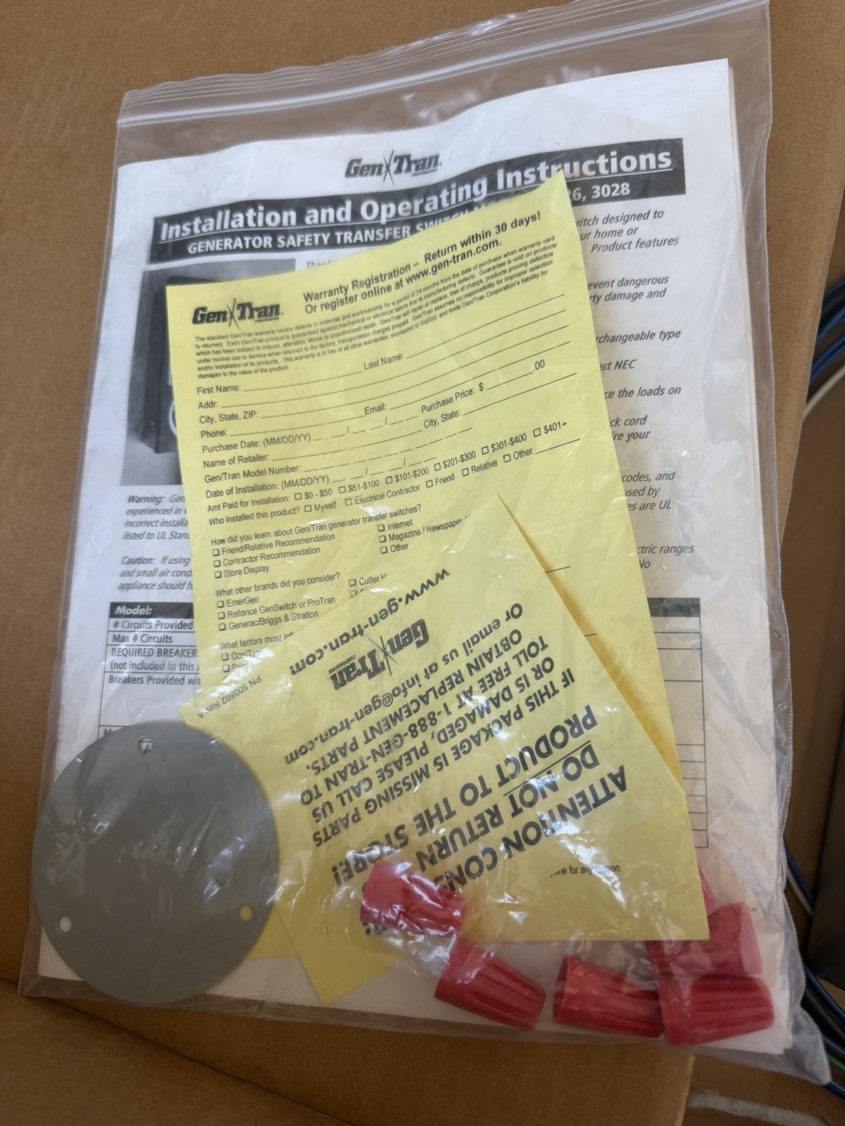 Gen Tran 5000 Watt 20 Amp 6 Circuits Generator Safety Transfer Switch Model 2026