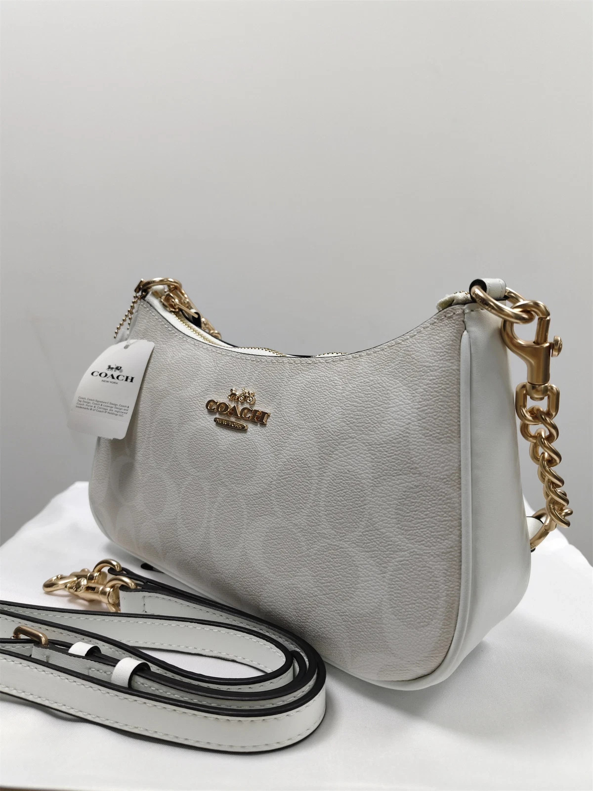 COACH Teri Shoulder Bag In Signature Canvas CA548 White NWT