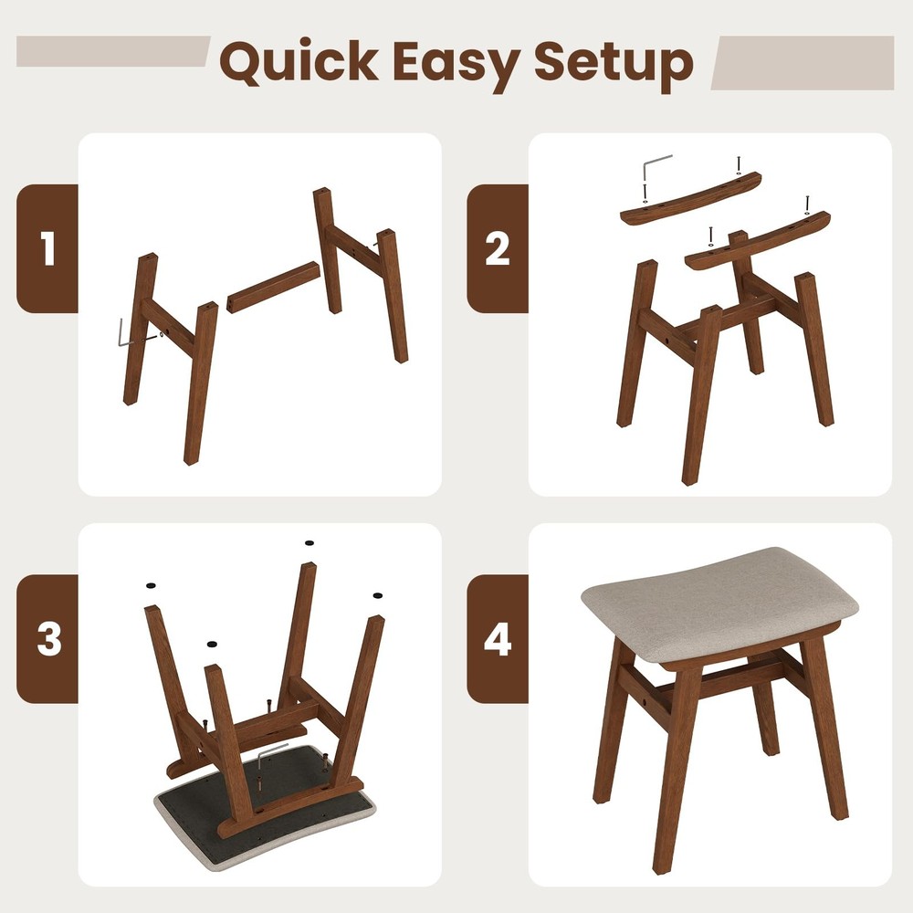 Solid Wood Small Vanity Stool Chair, Makeup Stools for Vanity Desk, Bathroom ...