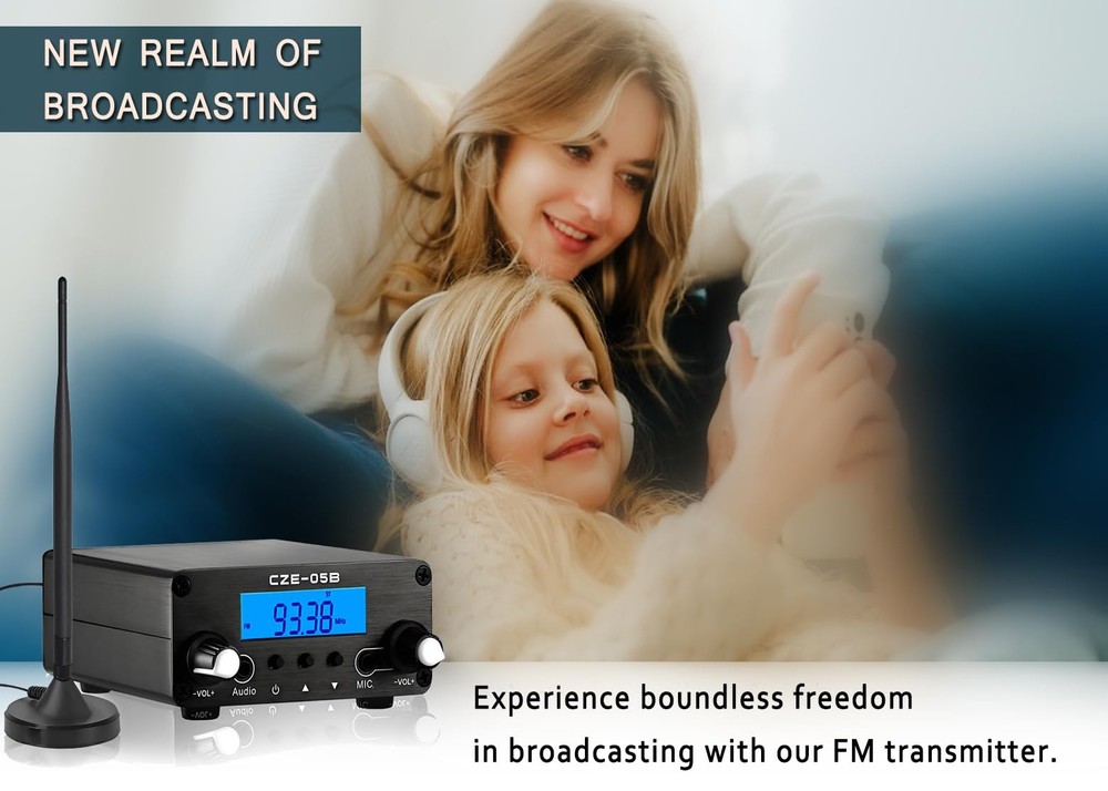 AZWang 1000FT Long Range FM Transmitter Stereo Mini Radio Station for Church...