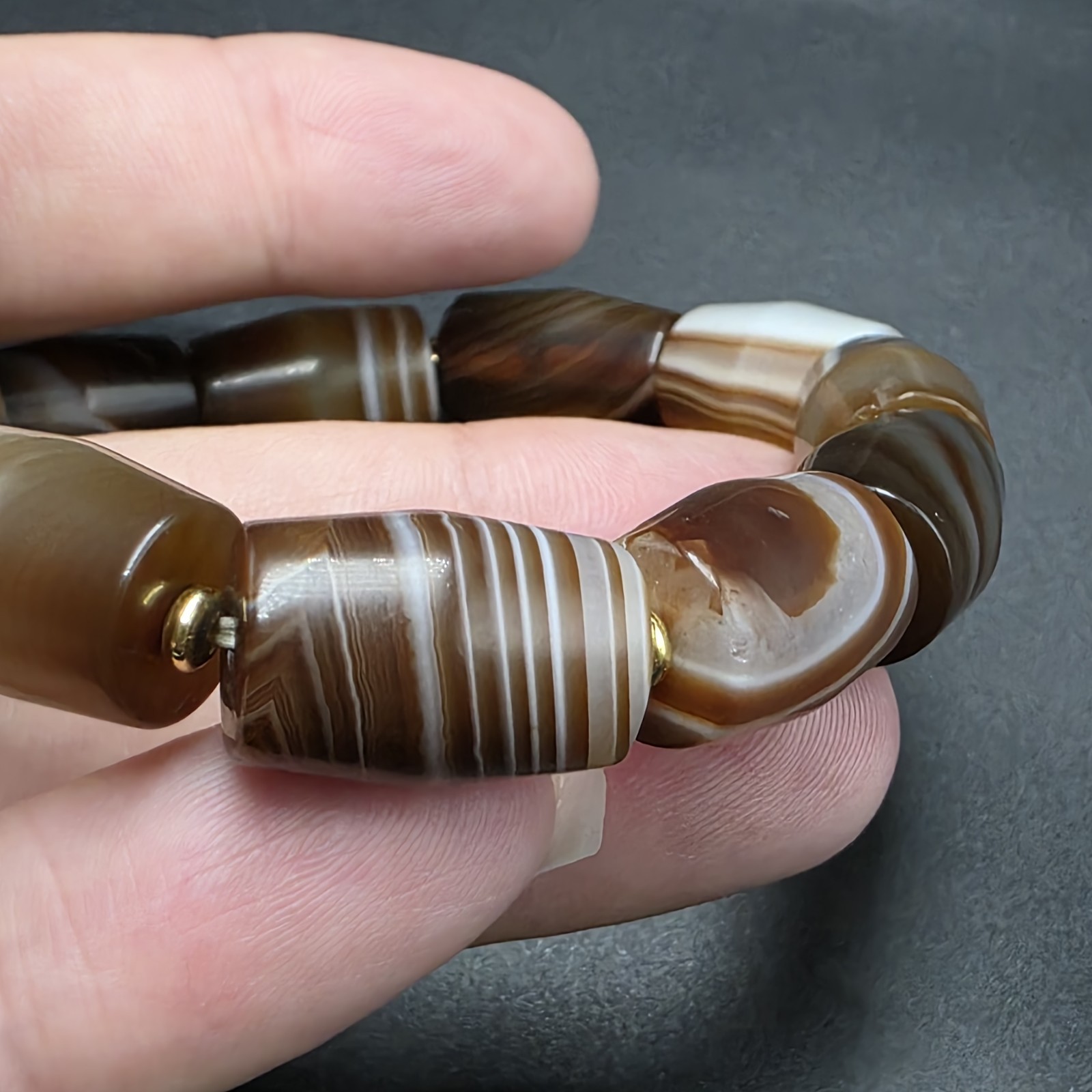 Antique Old Dzi Agate Tibetan Agate Beads Bracelet