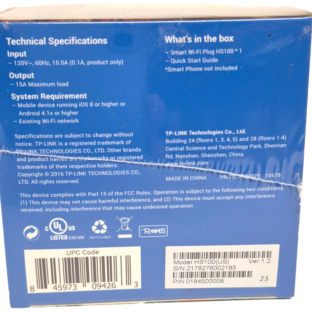 TP-LINK HS100 Smart Wi-Fi Plug for Amazon Alexa & Google New Sealed