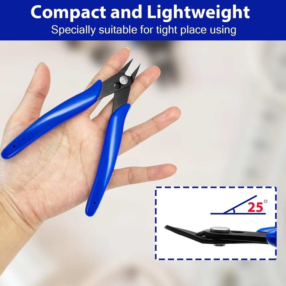 2 Pack Wire Cutters Set, 6" and 5" Ultra Sharp Flush 5"+ 6", Blue