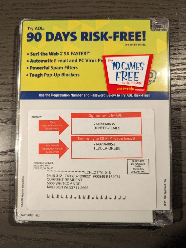 AOL CD-ROM Security Edition - McAfee included - Vintage & Sealed