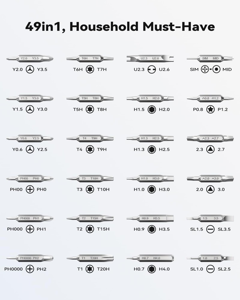 49-in-1 Small Screwdriver Set, [Super Durable] Tiny Torx Black