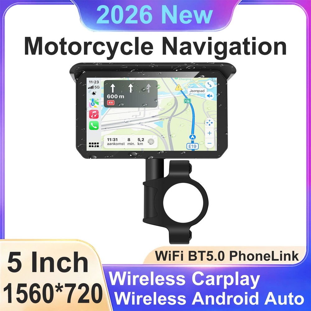Motorcycle CarPlay GPS Navigation Wireless Android Auto Waterproof Touch Screen