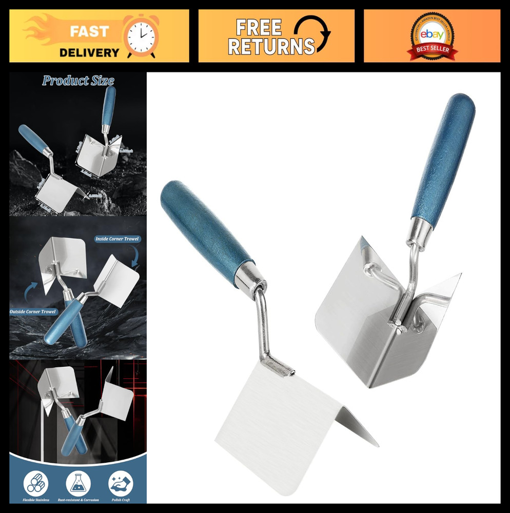 2 Pack Drywall Corner Tool Set - 3" Stainless Steel Outside & Inside Knives, Sof