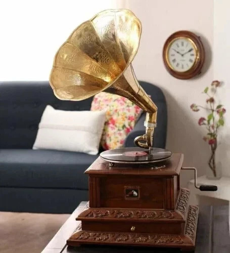 Nautical HMV Fully Functional Gramophone Vinyl Player Working Replica Gift