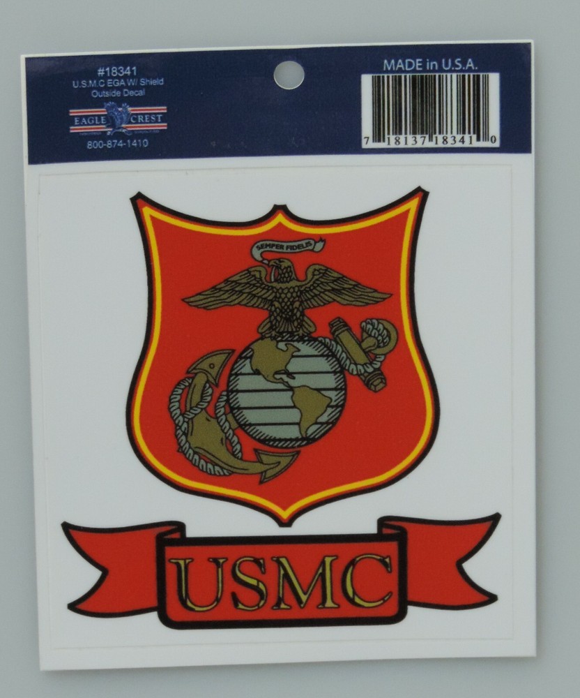 MARINE CORPS EAGLE GLOBE & ANCHOR WITH SHIELD WINDOW DECAL~STYLE # 18341