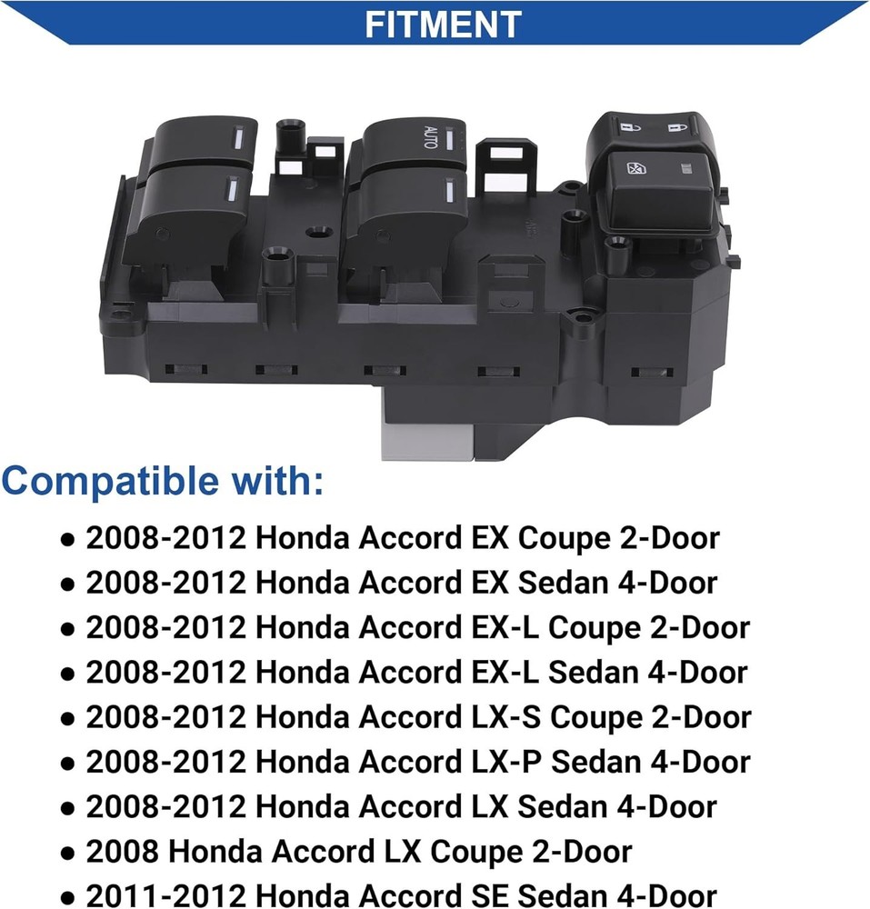 Power Window Switch Control Button, Compatible with Honda Accord 2008-2012,