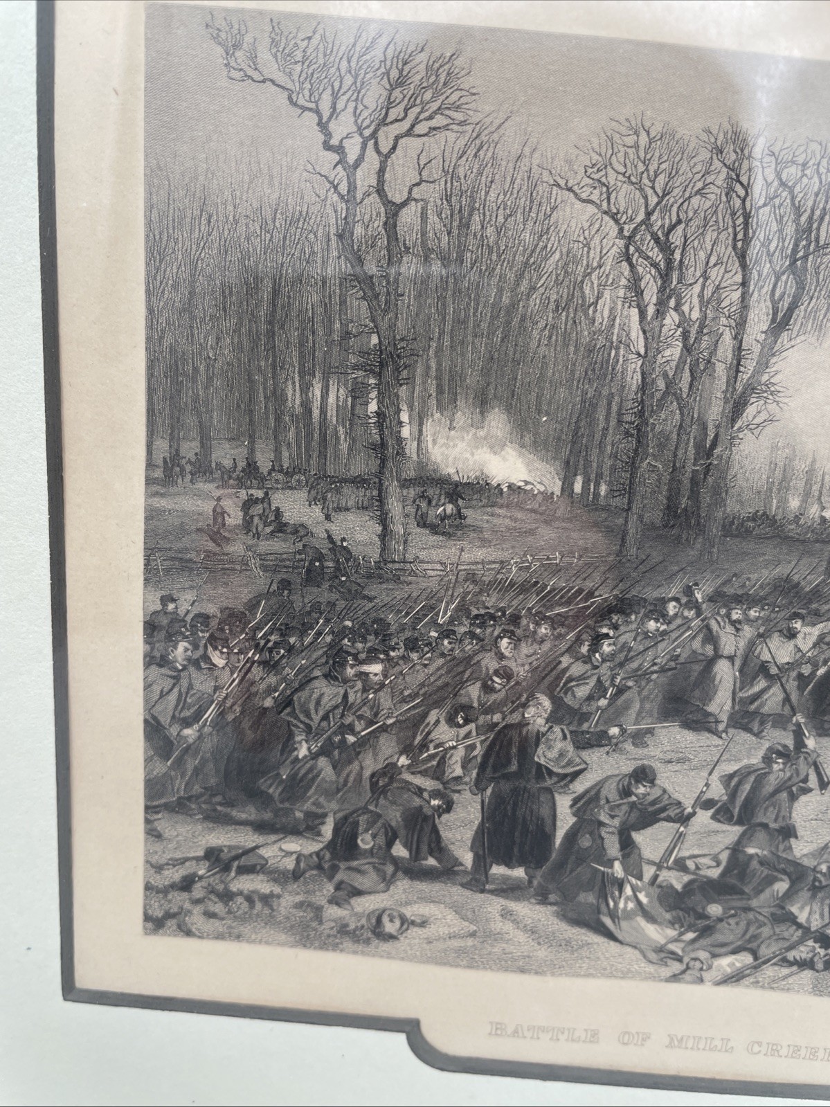 BATTLE OF MILL CREEK, Civil War Battle/Tennessee 1862 Print Lithograph 12”x11”