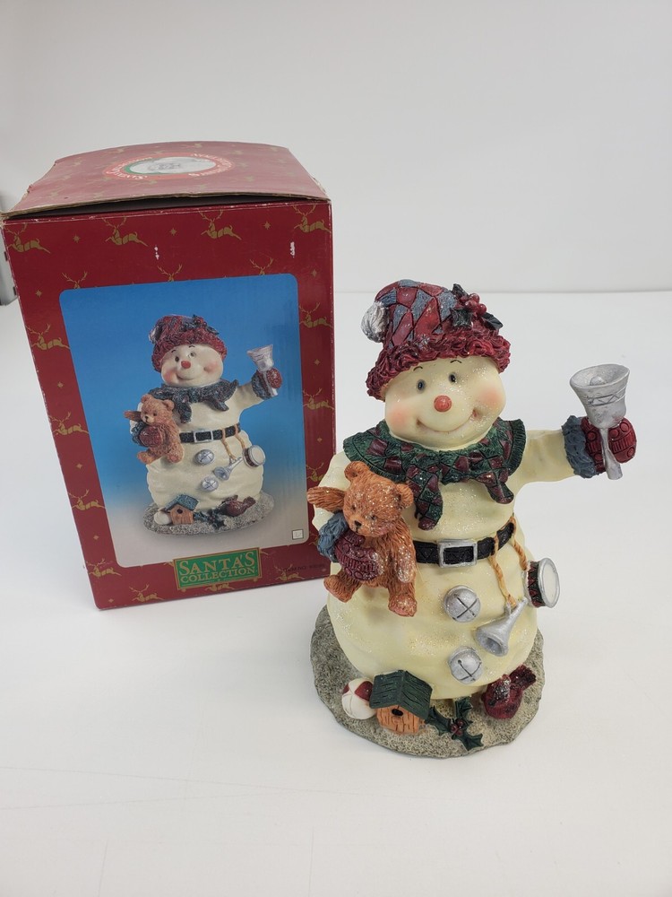 Santa's Collection Snowman With Teddy Bear Figure