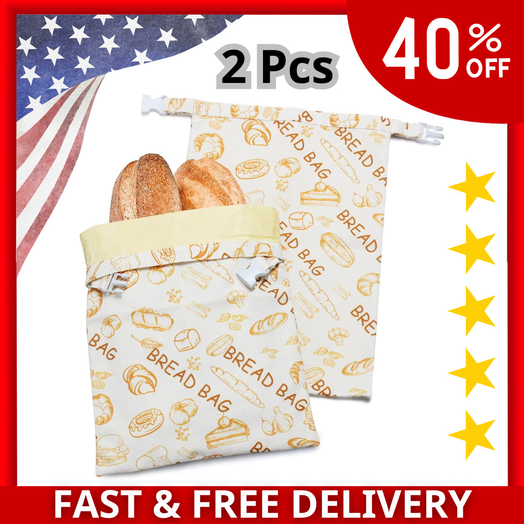 Removable Bread Bags for Homemade Bread, 2 Pack XL Beeswax Bread Bags for Sourdo