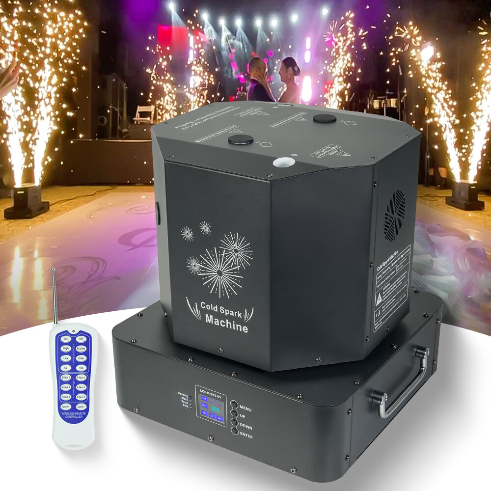 2X 1500W Spin Double Head Cold Spark Machine Double DMX Sparkler Machine