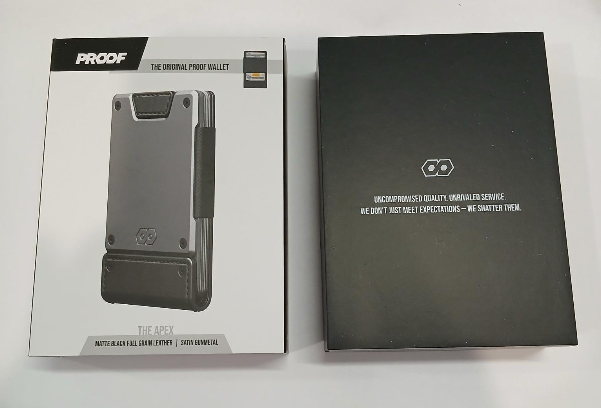 Proof wallet THE APEX Matte Black Full Leather Satin Gunmetal