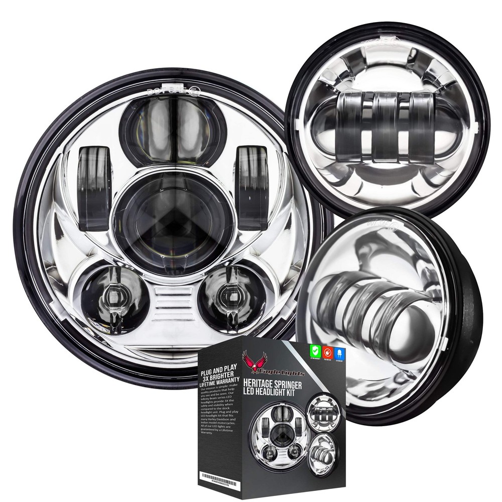 Eagle Lights Harley Heritage Softail Springer LED Headlight & Passing Light Kit