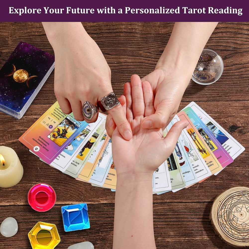 Fofeadm Tarot Cards for Beginners with Guide Medium, Colorful